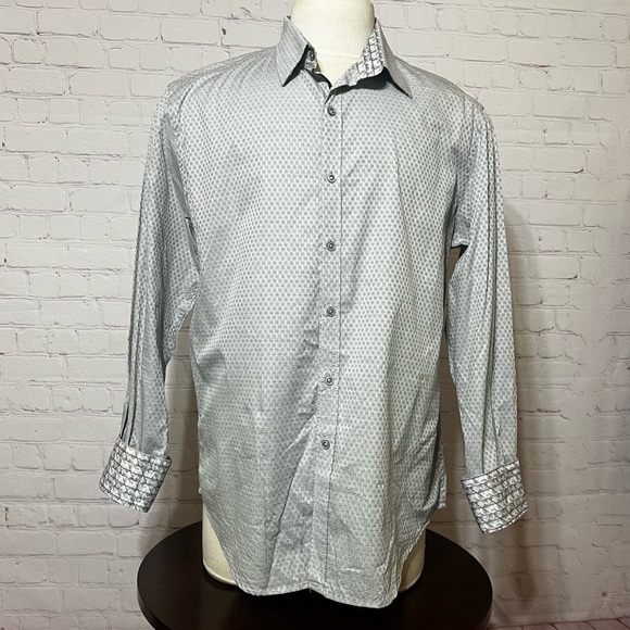 ROBERT GRAHAM LONG SLEEVE BUTTON DOWN SHIRT XL flip cuff detail GUC *stain - Picture 14 of 15